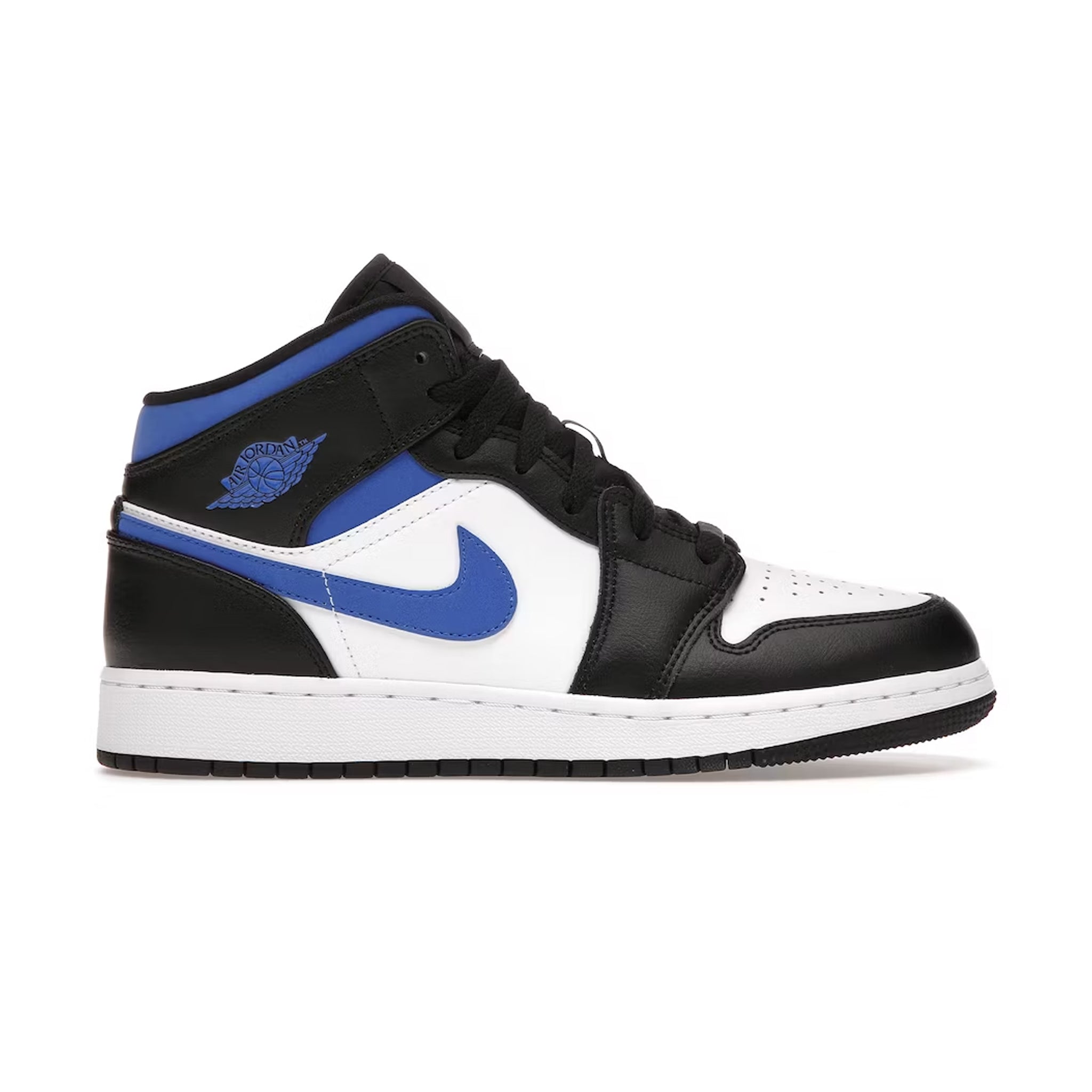 Side view of Air Jordan 1 Mid Racer Blue 2.0 (GS) 554725-140